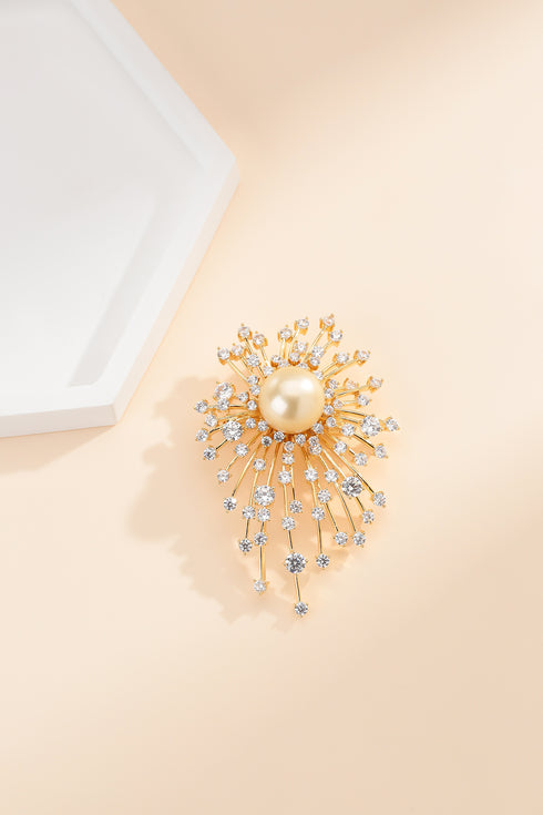 Golden South Sea Pearl Fireworks Brooch - House Of Pearls